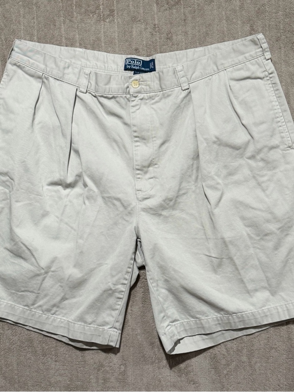 Polo Ralph Lauren Tyler Cotton Khaki Men’s Shorts Size 42 Pleated Front Vintage
